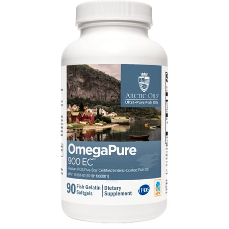 XYMOGEN OmegaPure 900 EC - Cardiovascular & Brain Support - IFOS Five-Star Certified Fish Oil - DHA EPA Omega-3 Supplement - Triglyceride Form - 90 Softgels