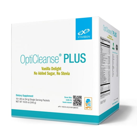 XYMOGEN OptiCleanse Plus - Gut Cleanse Powder - B Vitamins, Plant-Based Protein - Gluten-Free, Sugar-Free & Vegan - Vanilla Delight Flavor - 10 Servings