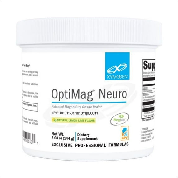XYMOGEN OptiMag Neuro - Chelated Magnesium Powder - with Magnesium Glycinate & L-Threonate - Support Brain Health & Relaxation - Lemon Lime (60 Servings)