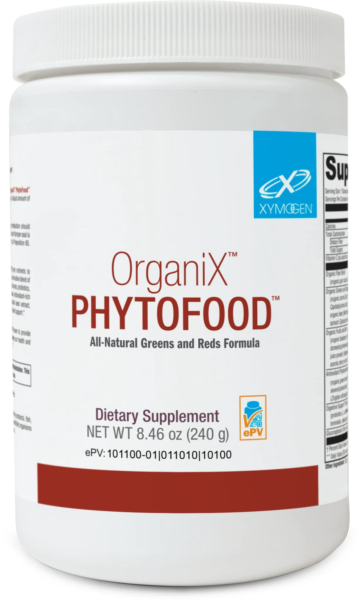 XYMOGEN OrganiX PhytoFood - Superfood Powder Drink Mix for Digestive Health - Greens, Fruit & Phytonutrients - Probiotics, Antioxidants & Digestive Enzymes - Gluten-Free & Non-GMO - 30 Servings