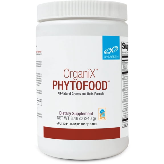 XYMOGEN OrganiX PhytoFood - Superfood Powder Drink Mix for Digestive Health - Greens, Fruit & Phytonutrients - Probiotics, Antioxidants & Digestive Enzymes - Gluten-Free & Non-GMO - 30 Servings