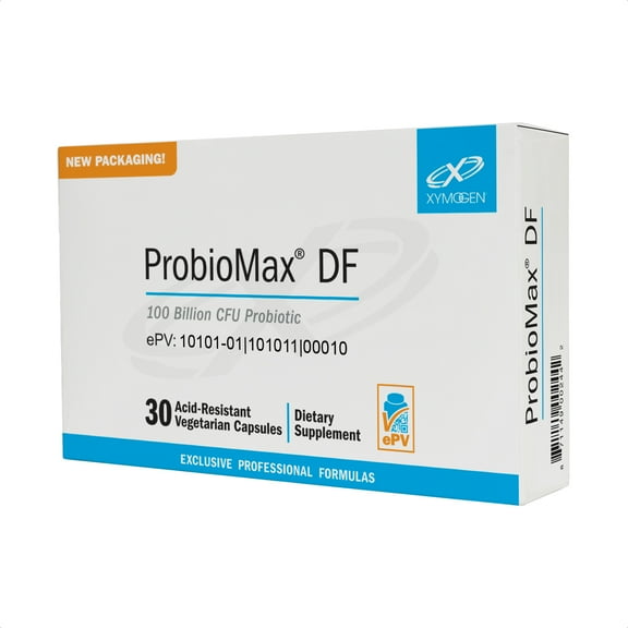 XYMOGEN ProbioMax Daily DF - 30 Billion CFU Probiotic Supplement - Dairy Free Probiotics for Digestive Health - Lactobacillus Acidophilus + Bifidobacterium Longum (30 Acid Resistant Capsules)