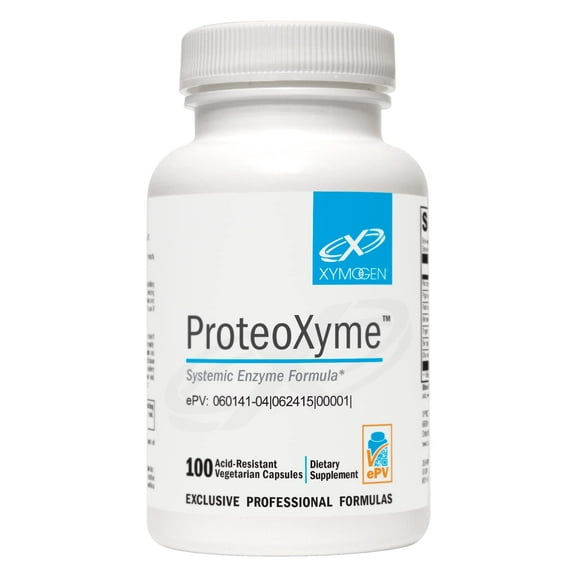 XYMOGEN ProteoXyme - Pancreatic Enzymes, Serrapeptase, Rutin, Papain & Bromelain - Designed to Support Tissue Integrity & Healthy Immune System Balance (100 Acid-Resistant Capsules)