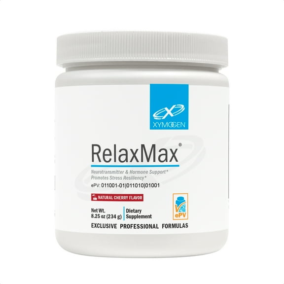 XYMOGEN RelaxMax Drink Mix - Magnesium Powder with Myo-Inositol, GABA, L-Theanine - Promotes Relaxation, Stress Resiliency + Hormone Support - Cherry Flavor Mood Support Supplement (6.35 oz)