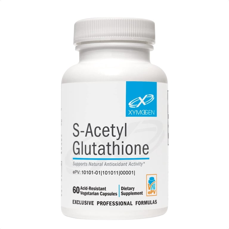 XYMOGEN S-Acetyl Glutathione - Acetylated Glutathione Supplement - Antioxidant & Cellular Support - Stomach Acid-Resistant Capsules