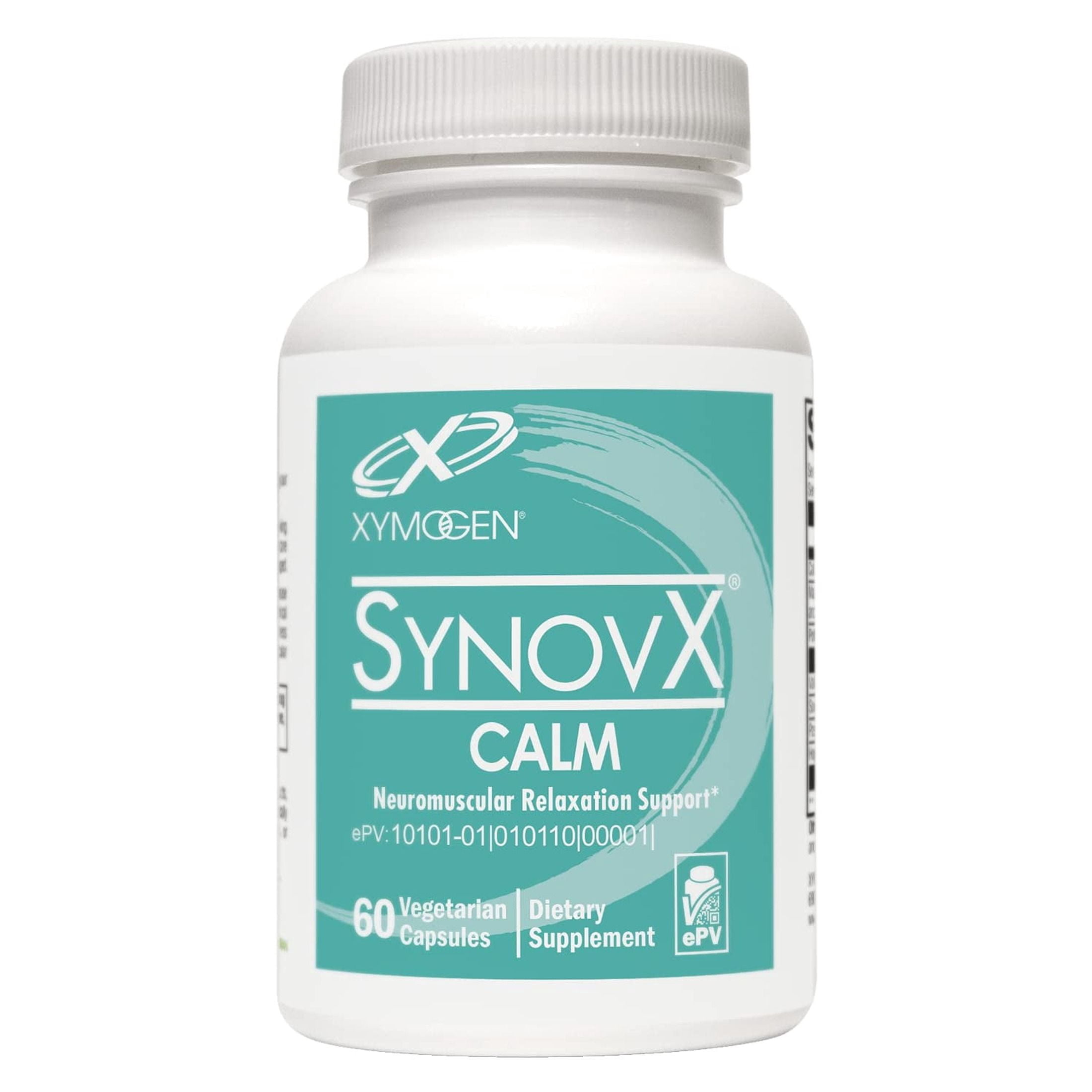 XYMOGEN SynovX Calm - Neuromuscular Relaxation Support with Valerian Extract - Calcium, Magnesium & Potassium - Vegetarian, Non-GMO & Gluten Free - 60 Capsules