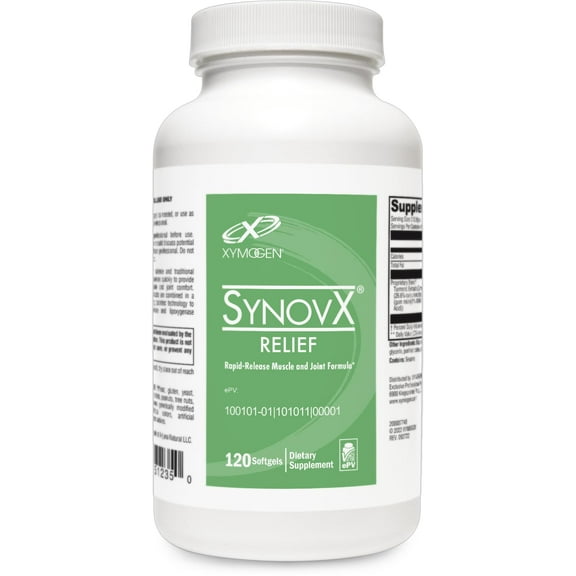 XYMOGEN SynovX Relief - Joint Support Supplement with Boswellia Serrata Extract & Turmeric - Muscle & Joint Relief Supplement - Gluten-Free & Non-GMO - 120 Softgels