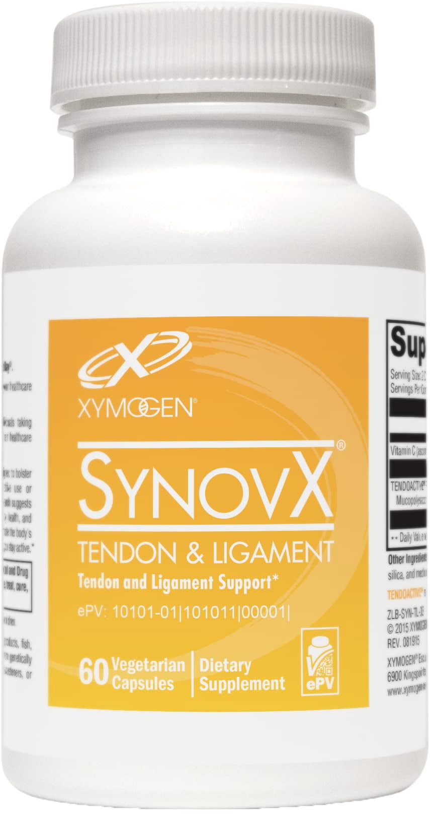 XYMOGEN SynovX Tendon & Ligament - Supports Tendon & Ligament Comfort - Supports Cellular Self-Repair - Mucopolysaccharides & Type I Collagen - 60 Capsules