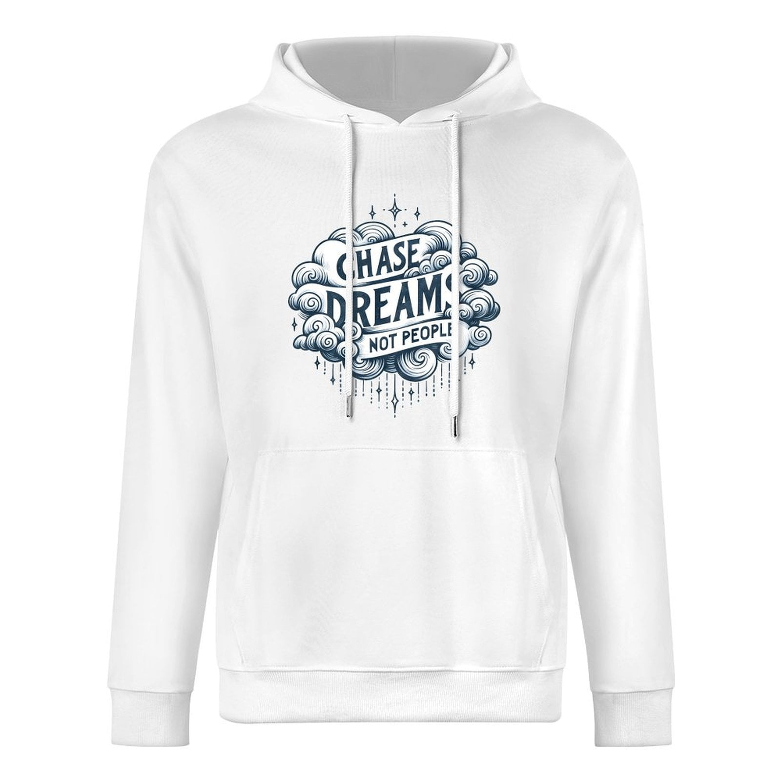 XYMX Flowers and Motivational Quotes Pattern White Cotton Hoodie, Sweat