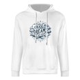 XYMX Flowers and Motivational Quotes Pattern White Cotton Hoodie, SweatWicking And Breathable