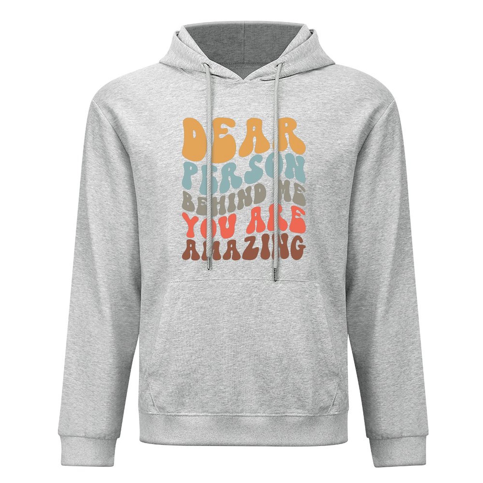 XYMX Motivational Quotes Pattern Pure Cotton Hoodie, Gray Moisture