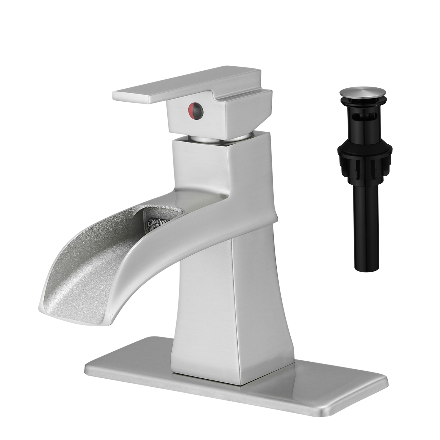 XYOINH Sink Faucet With Deck Plate Waterfall ORB with Pop Up Drain and