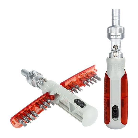 XYRSRUW 14-in-1 Ratchet Screwdriver, Multi-Angle Universal Tool with Dual-Drive Technology, Compact Pocket Screwdriver Set, Versatile Bit-Storage Driver for Effortless Fastening