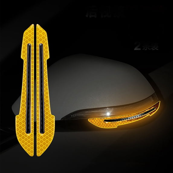 XYRSRUW 2 Pack Car Antiscratch Strip, Glowing Rear View Mirror Protection Tape, Reflective Collision Avoidance Strips, Night Safety Stickers for Vehicle Decoration