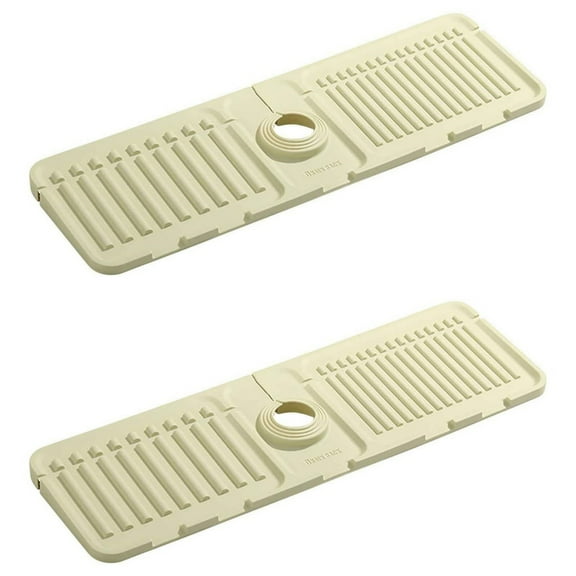 XYRSRUW 2PC Faucet Water Flow Pad, Sink Faucet Drying Cushion, Kitchen Sink Splash Guard, Multifunctional Sink Storage Mat(Beige)