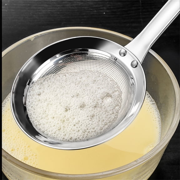 XYRSRUW 2PC Stainless Steel Oil Skimmer, Multi-functional Fine Mesh Strainer Spoon, Durable Kitchen Colander for Grease Filtration, Ergonomic Oil Draining Tool(S)