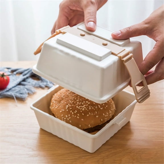 XYRSRUW 2PCS Portable Picnic Bento Boxes, Pressure-Proof Lunch Containers, Microwave-Safe Meal Prep Boxes, High-Capacity Food Storage for Cakes & Burgers