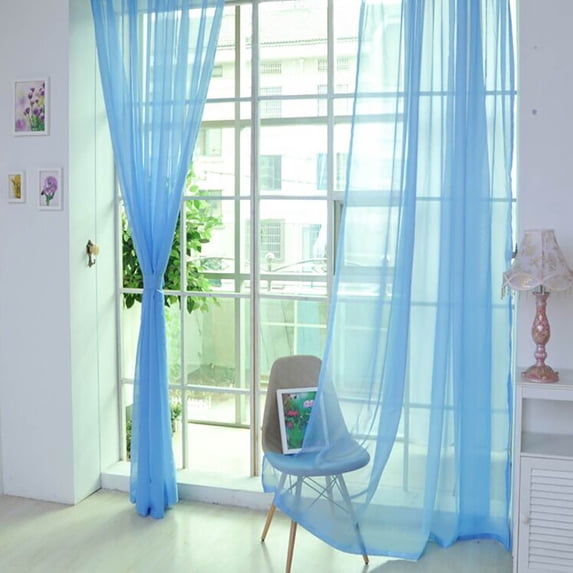 XYRSRUW 2PCS Voile Curtain, Transparent Window Screens, Gently Filters Sunlight, Modern Design, Perfect for Living Room or Bedroom(32"x80",Light Blue)
