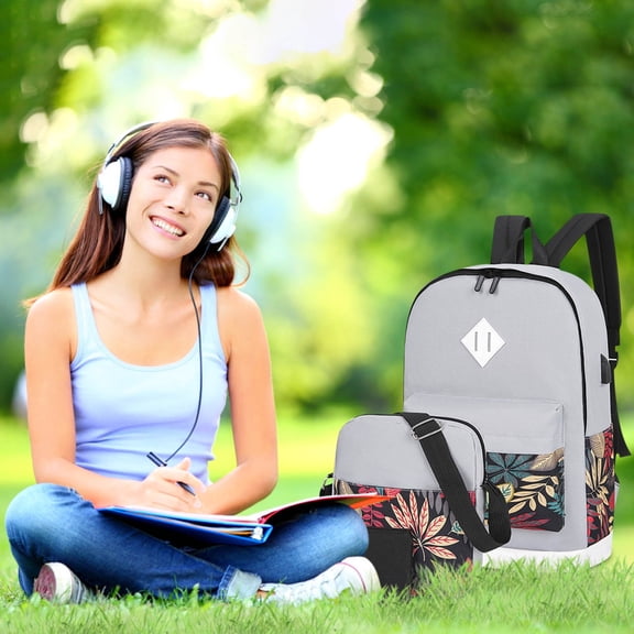 XYRSRUW 3PCS Fashionable Campus Backpack Set, College Style Casual Bag Collection, 3-Piece Travel Accessory Kit, Versatile Fabric Shoulder & Handbag Combo