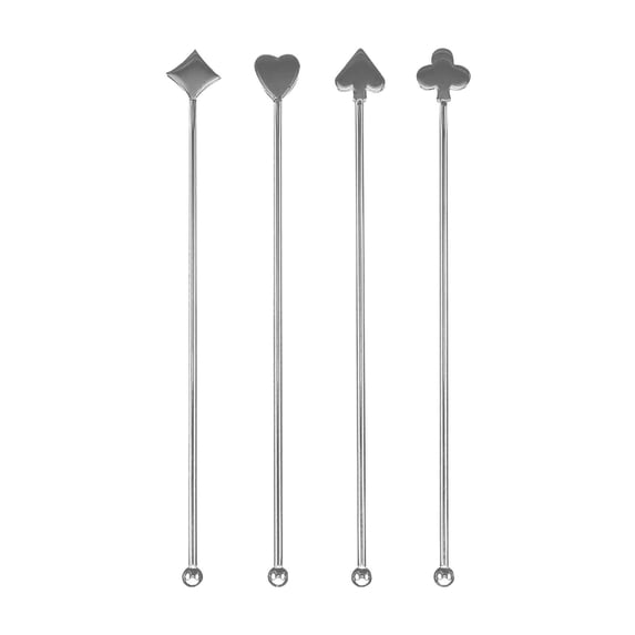 XYRSRUW 4 Stainless Steel Cocktail Stirrers, Reusable Drink Mixing Sticks, Dishwasher Safe Beverage Swirling Tools, Multifunctional Bar Utensils for Coffee and Cocktails
