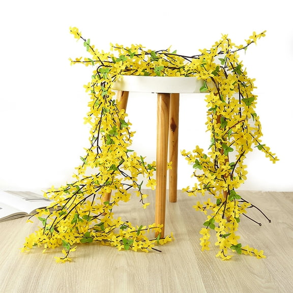 XYRSRUW 5.9 Ft Winter Jasmine Flower Vines Garland, Artificial Wisteria Flower Strings, Fake Hanging Floral Décor, Silk Flower Arrangement for Wedding Party and Home Decoration