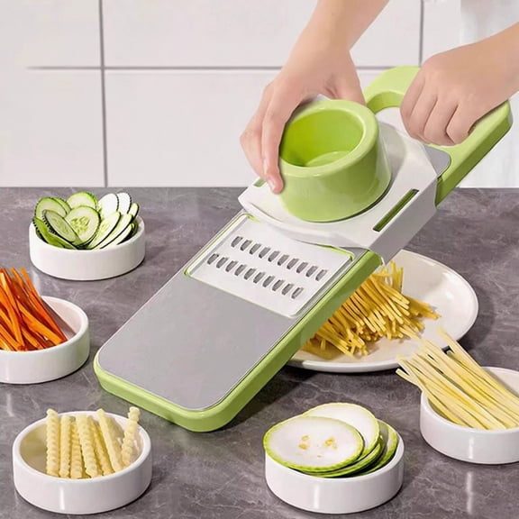 XYRSRUW 7-Piece Vegetable Slicer Set, Multi-Function Food Shredder with Protective Hand Guard, Kitchen Cutter Kit for Shredding and Slicing, Stainless Steel Grater for Carrots and Potatoes