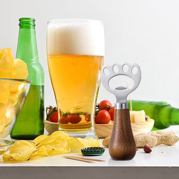 XYRSRUW Beer Bottle Opener, Wooden Handle Vertical Corkscrew, Stainless Steel Bottle Opener, Natural Wood Bottle Tool