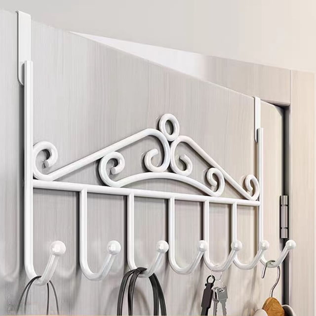 XYRSRUW Behind The Door Hooks, Sturdy Iron Coat Rack, Space-Saving Organizer, Modern Home Accessory, Ideal for Entryway or Bathroom(White)