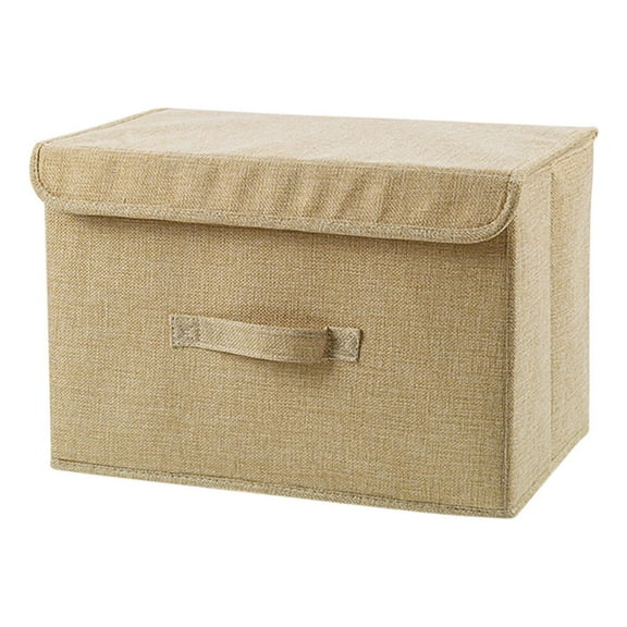 XYRSRUW Cotton Linen Storage Container for Clothes, Collapsible Household Organization Box for Essentials, Lightweight Folding Storage Bin for Daily Use
