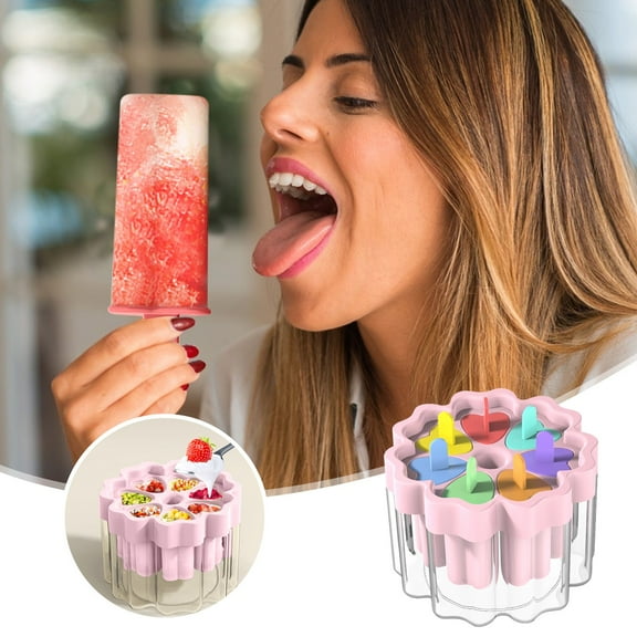 XYRSRUW DIY Ice Cream Mould, Reusable Popsicle Maker with 7 Sticks, Easy Release Ice Pop Mould for Homemade Treats, Freeze Your Own Fruit Popsicles at Home(Multicolor)