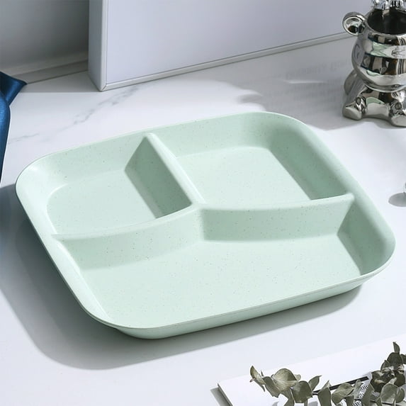 XYRSRUW Divided Plates, 10-Inch Portion Control Plates for Kids and Adults, Reusable Dinner Plates with 3 Compartments, Microwave and Dishwasher Safe Picnic Dish(Green)
