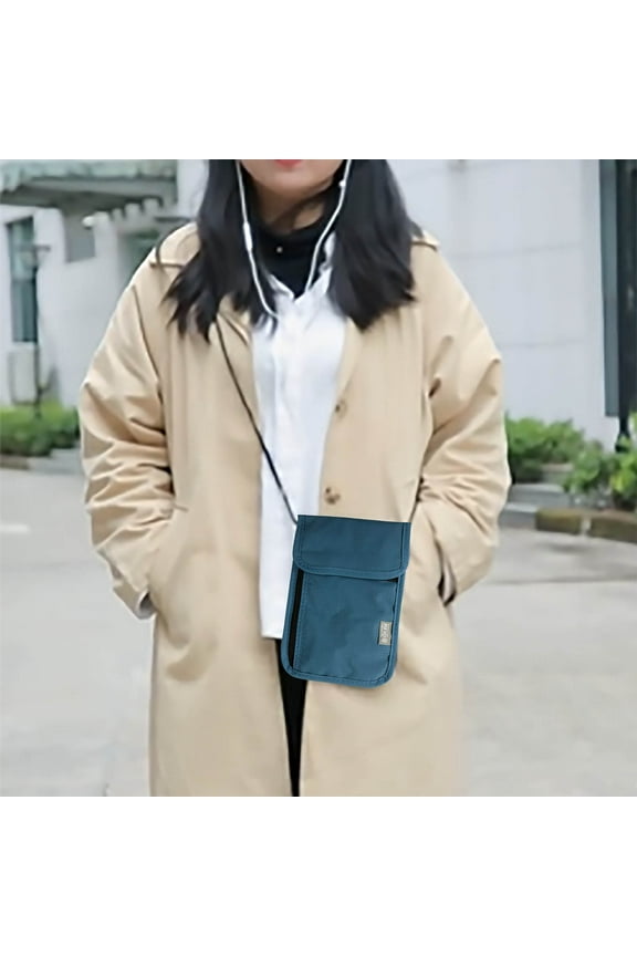 Document Organizer Bag, Portable Neck Pouch for Travel with Multiple Pockets, Radiation-Proof Security Bag for Outdoor Activities