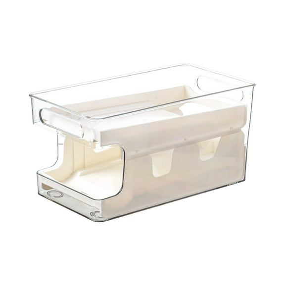 XYRSRUW Double-Layer Automatic Rolling Beverage Storage Box, Transparent Can Organizer, Adjustable Refrigerator Can Dispenser, Multi-Purpose Drink and Food Storage Container
