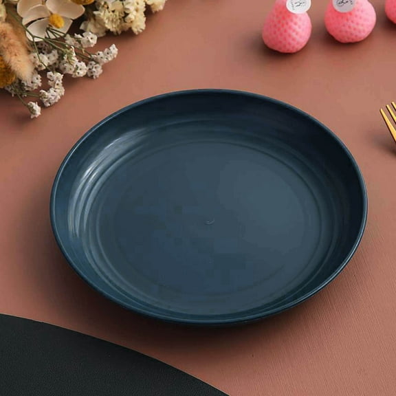 XYRSRUW Eco-Friendly Plastic Serving Plate, Durable Snack Plate, Non-Slip Design, Retro Frame, Perfect for Cakes, Desserts, Snacks, Ideal for Home, Kitchen, and Parties, Includes 1 Plate(Blue)