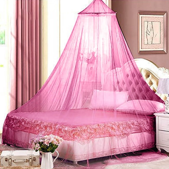XYRSRUW Elegant Lace Mosquito Net, Fine Poly Mesh Bug Protection, Romantic Dome Bed Canopy, Ideal for Single and Large Beds, 2.6m Height, Keeps Insects Away While Enhancing Bedroom Decor(Pink)