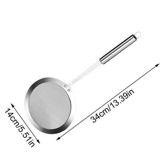 XYRSRUW Fine Mesh Strainer, Ultra-Fine Mesh Oil Skimmer with Handle, Durable Stainless Steel Colander Spoon, Efficient Liquid Separator Tool for Cooking and Baking