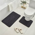 thumbnail image 1 of XYRSRUW Foam Bath Mat Set, Soft Absorbent Non-Slip Rug, Comfortable Bathroom Accessory, Perfect for Shower or Bath, Includes 16x20in Toilet Seat Cushion and 20x32in Bath Rug(Black), 1 of 6