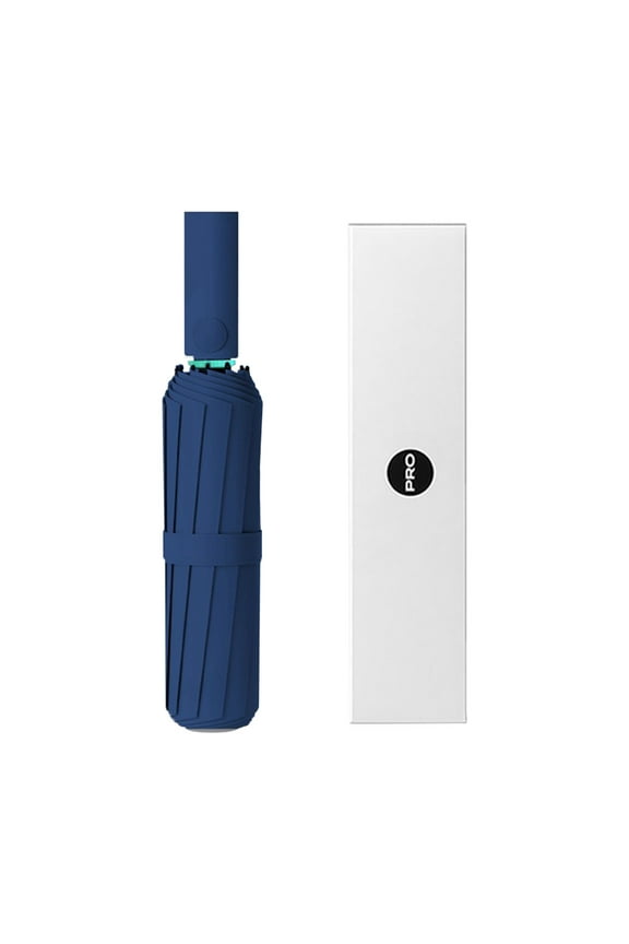 Folding Travel Windproof Inverted Umbrella, Automatic Reverse Umbrella with 12 Ribs, Compact Wind Resistant Umbrella with Reflective Safety Stripes