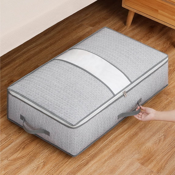 XYRSRUW Folding Wardrobe Storage Box for Clothes, Foldable Sweater Organizer with Lid, Stackable Pants Storage Bin, Modern Bedroom Clothing Container with Zippers and Handles