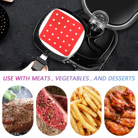 XYRSRUW Fryer Mat, Reusable Non-Stick Fryer Liner with Heat Resistance, Square Frying Pan Pad for Cooking, Multi-functional Fry Basket Protector