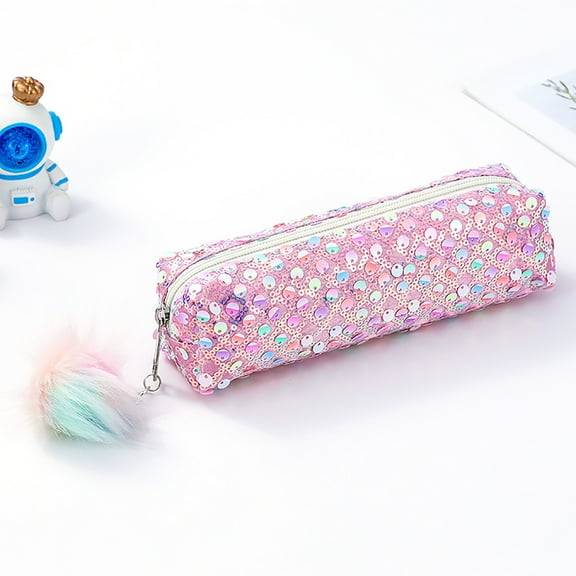 XYRSRUW Glitter Chalk Bag, Shiny Pencil Pouch for Students, Sparkle Storage Case, Cosmetic Organizer for Travel