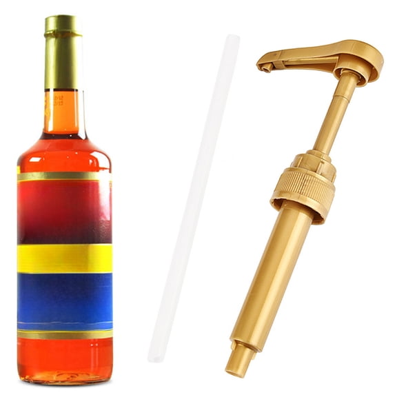 XYRSRUW Golden Syrup Pump Head, Hygienic Liquid Dispenser with Safety Lock, High-End Syrup Pump for Convenient Pouring, Syrup Transfer Pump with Adjustable Straw