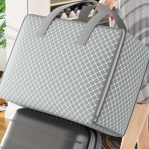 XYRSRUW Heavy Duty Storage Bag for Moving and Packing, Reinforced Handle Clothing Organizer, Extra Large Quilted Storage Bin with Double Zippers, Versatile Closet and Toy Storage Solution