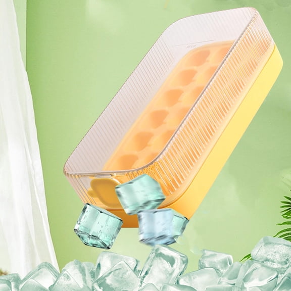XYRSRUW Ice Maker, Summer Ice Cube Tray for Homemade Ice, Compact Ice Cube Molds for Easy Release, Food-Grade Ice Storage Box for Refrigerators(Yellow)