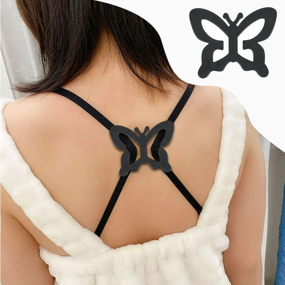 XYRSRUW Invisible Shoulder Strap Buckle, Anti-Slip Bra Hook, Fashion Butterfly Back Closure, Removable Underwear Clips, Plastic Bra Strap Fastener