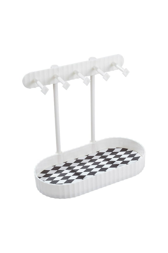 Jewelry Organizer Rack, Hanging Necklace Holder with Storage Tray, Earring Ring Display Stand