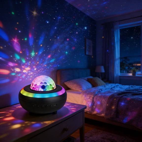 XYRSRUW Lamp USB Projector, Star Projector Night Light with Bluetooth Speaker, LED Mood Lamp with Remote Control, Calming Ambient Light for Bedroom(Black)