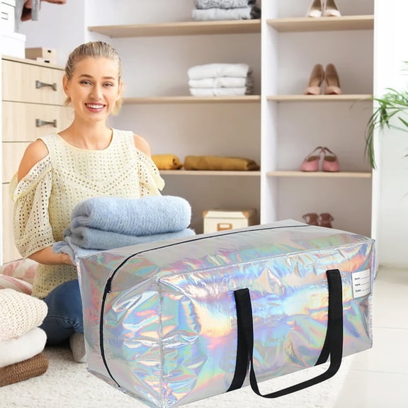 XYRSRUW Large Capacity Moving Storage Bag for Clothes, Thick Plastic Container with Double Zipper, Versatile Travel and Home Organizing Solution