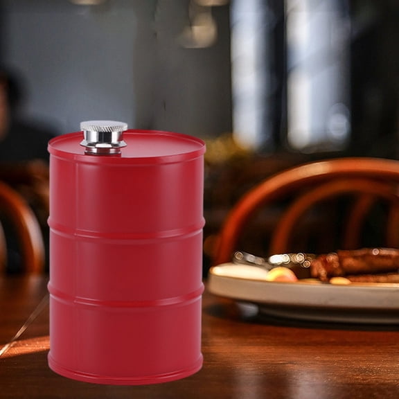XYRSRUW Mini Wine Barrel Decanter, Stylish Stainless Steel Wine Container, Compact Wine Flask, Portable 750ml Wine Pitcher(Red)