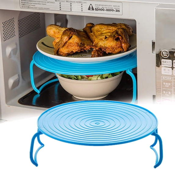 XYRSRUW Multifunctional Microwave Rack, Versatile Heating Tray, Space-Saving Steam Rack, Durable Insulated Cooking Mat(Blue)